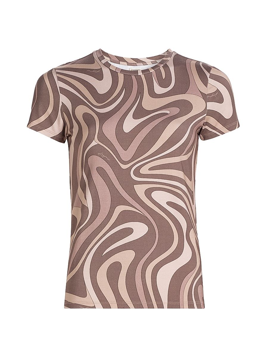Women's Ressi Sepia Swirl T-Shirt - Sepia Brown Abstract - Size XL