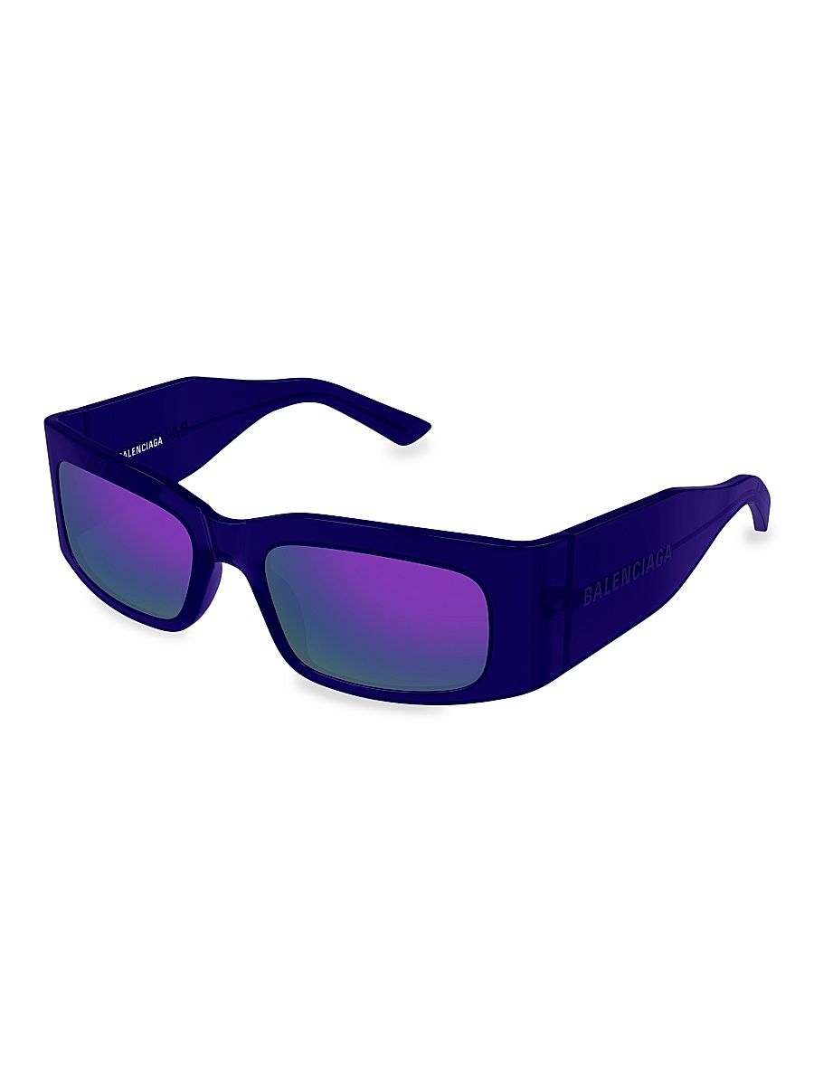 Men's Paper 56MM Rectangular Sunglasses - Violet Dark Purple