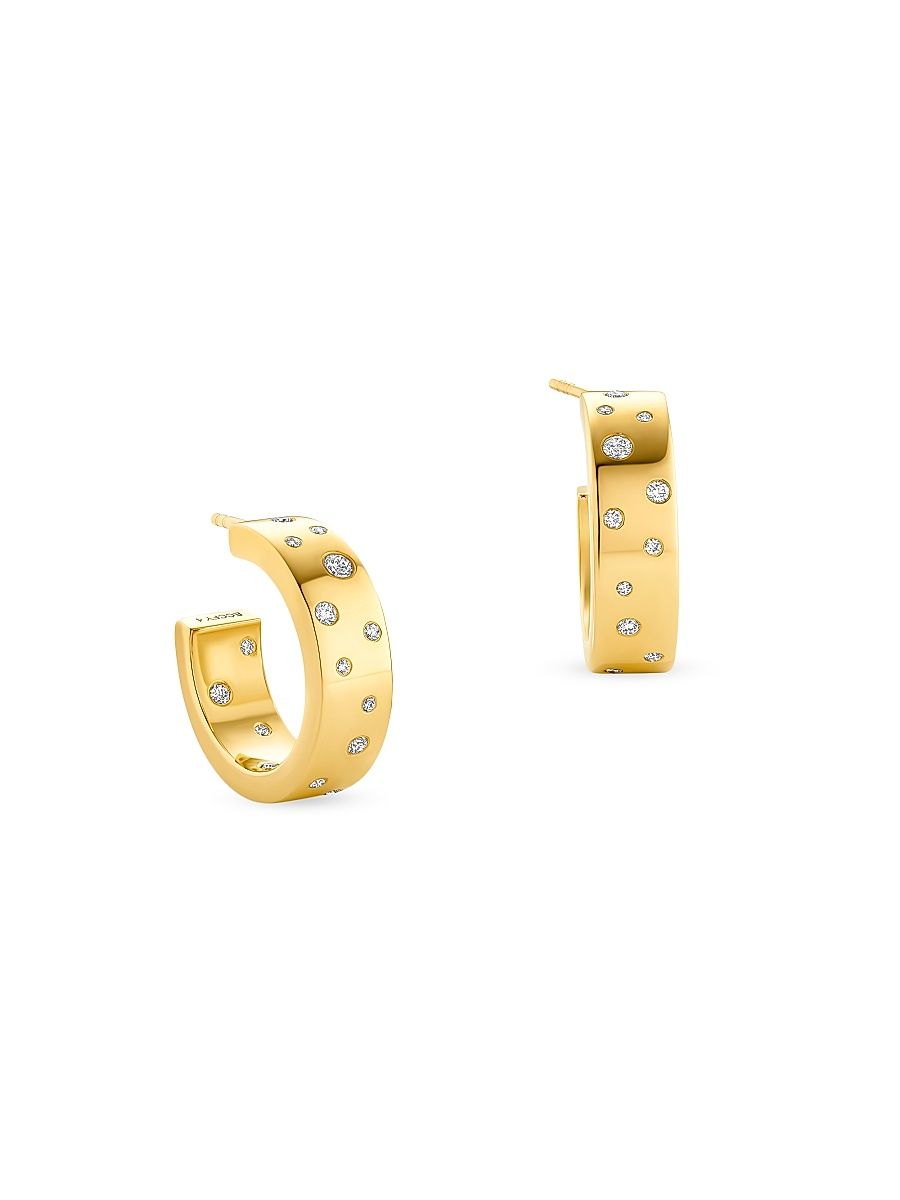 Women's Stardust 18K Yellow Gold & 0.34 TCW Diamond Mini Hoop Earrings - Yellow Gold
