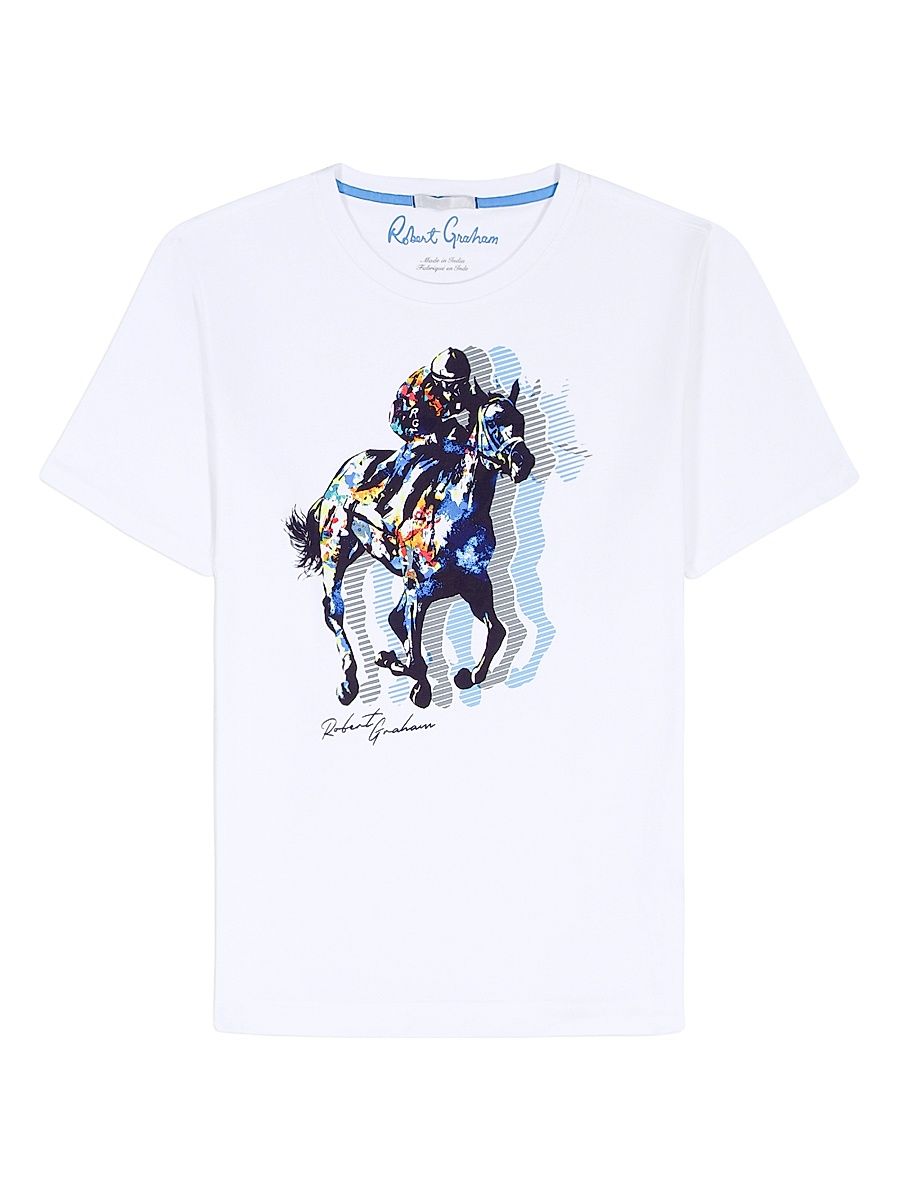 Men's Jockey Club Graphic Cotton T-Shirt - White - Size XXL