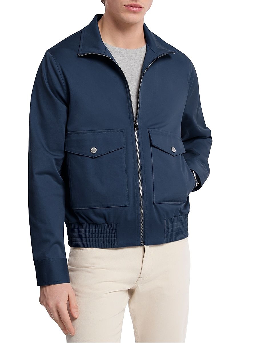 Men's Harrington Stretch-Cotton Zip-Up Jacket - Midnight - Size XL