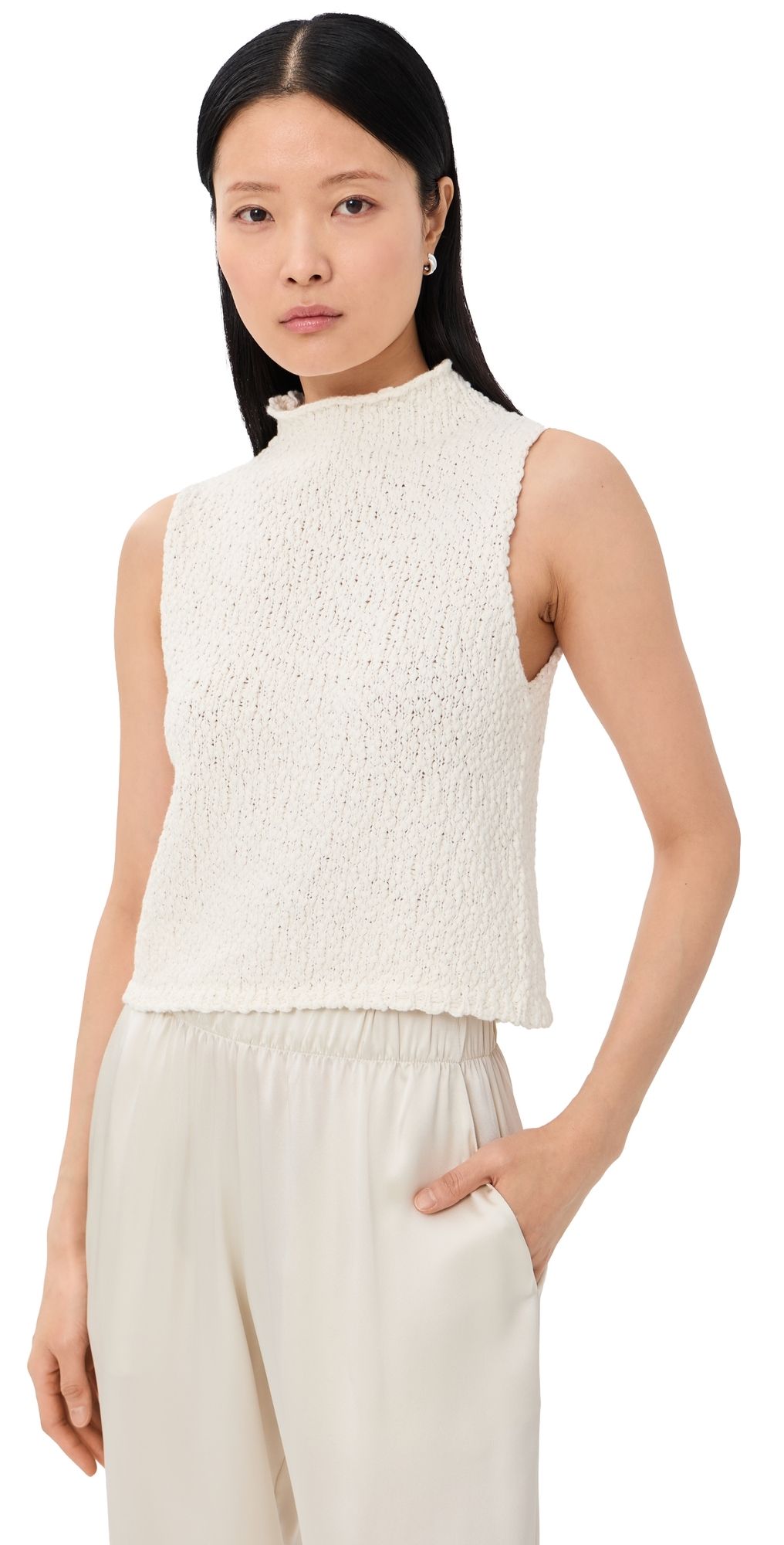 Sablyn Atticus Roll Neck Cropped Tank Gardenia M
