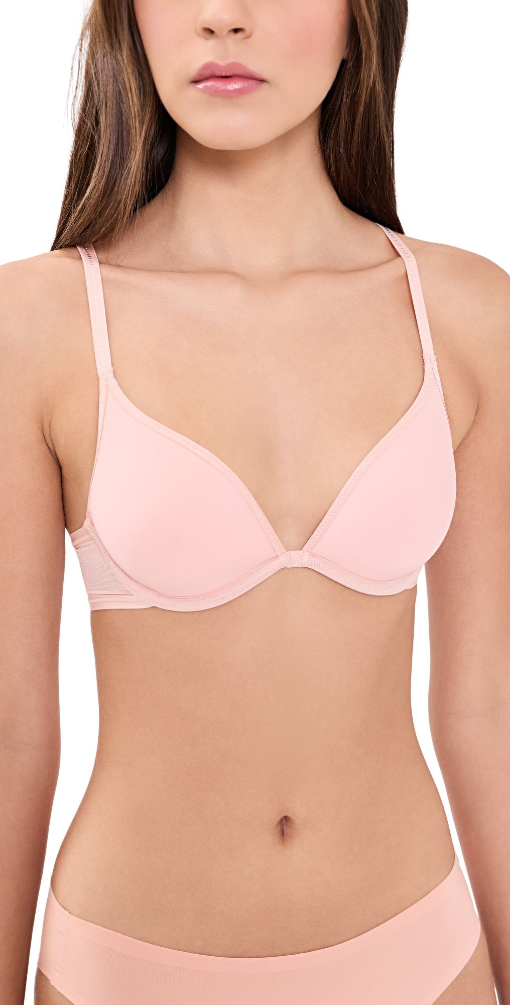 b. tempt'd by Wacoal Full Transparency Plunge Contour Bra Rose Smoke 30D