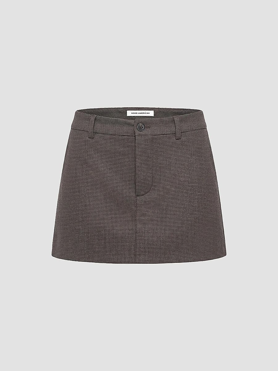 Women's The Trouser Mini Skirt - Charcoal Mini Houndstooth - Size 8