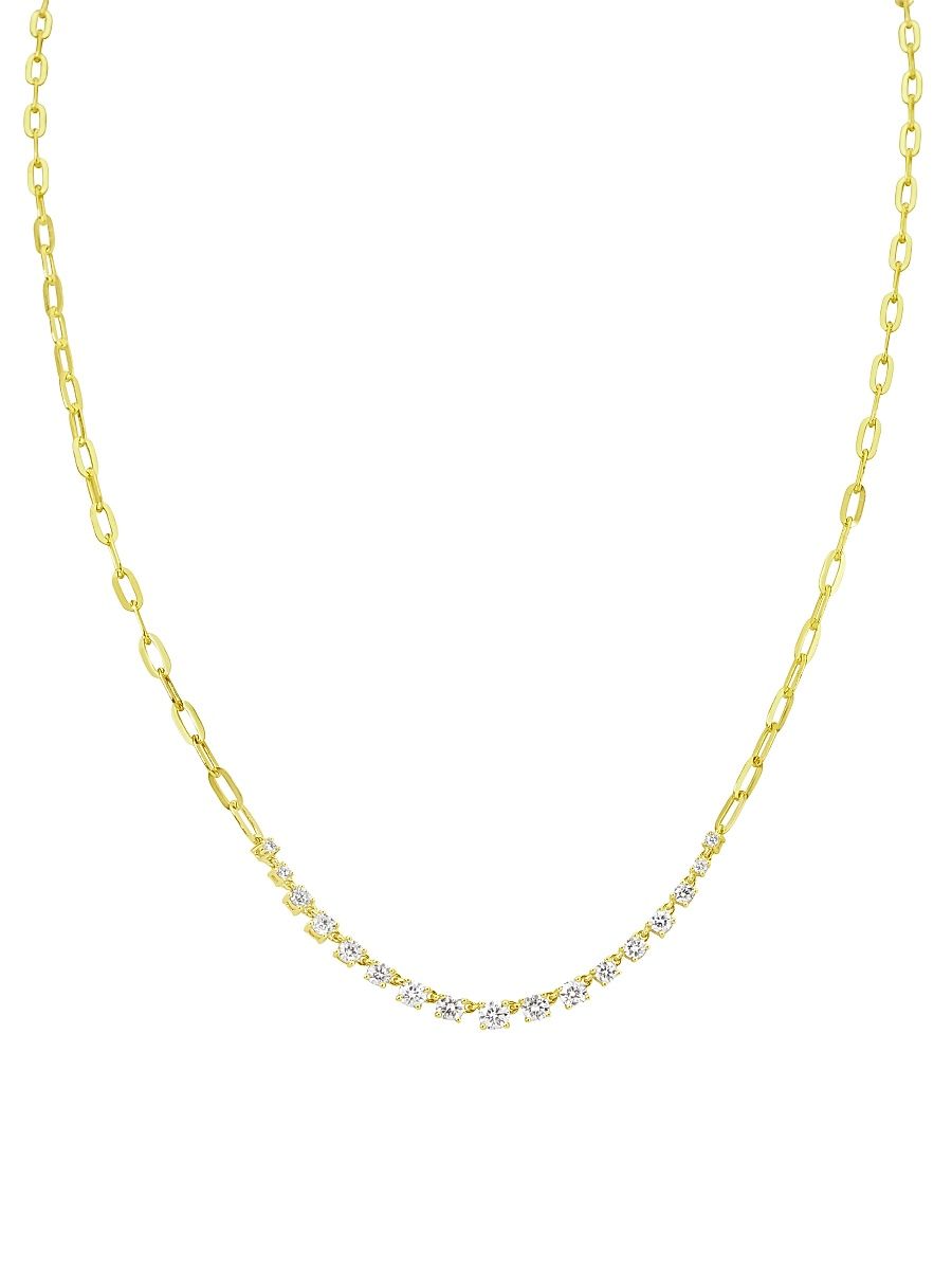 Women's 14K Yellow Gold & Diamond Paper Clip Chain Necklace - Yellow Gold