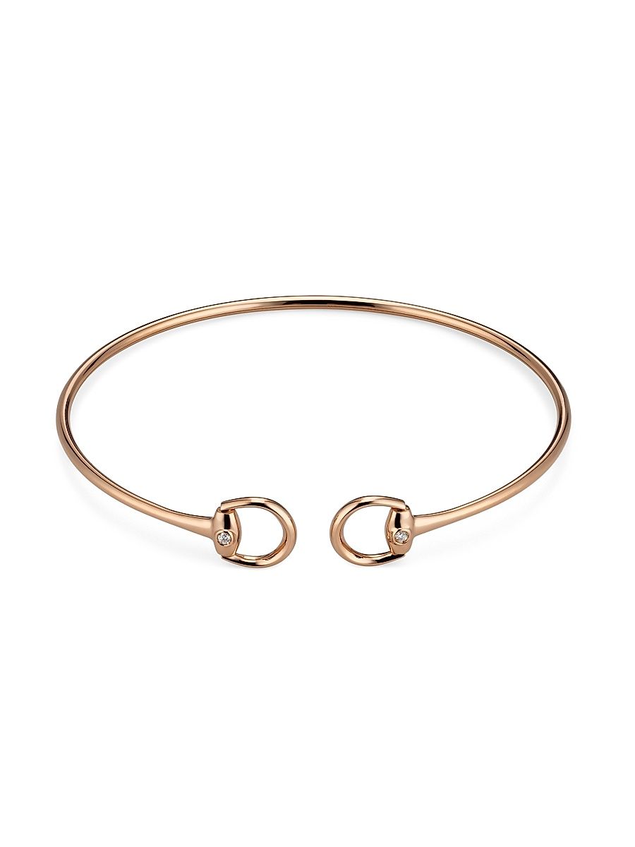 Women's 0.024 TCW Diamond & Rosegold Horsebit Bangle Bracelet - Gold