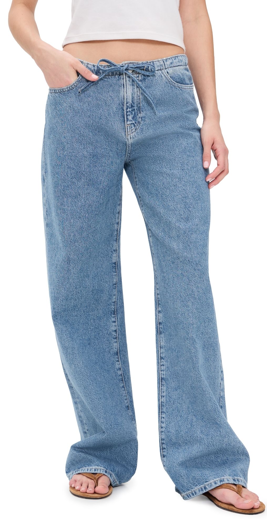 WARP + WEFT The Big Easy Pull On Wide Leg Jeans Cleo 25