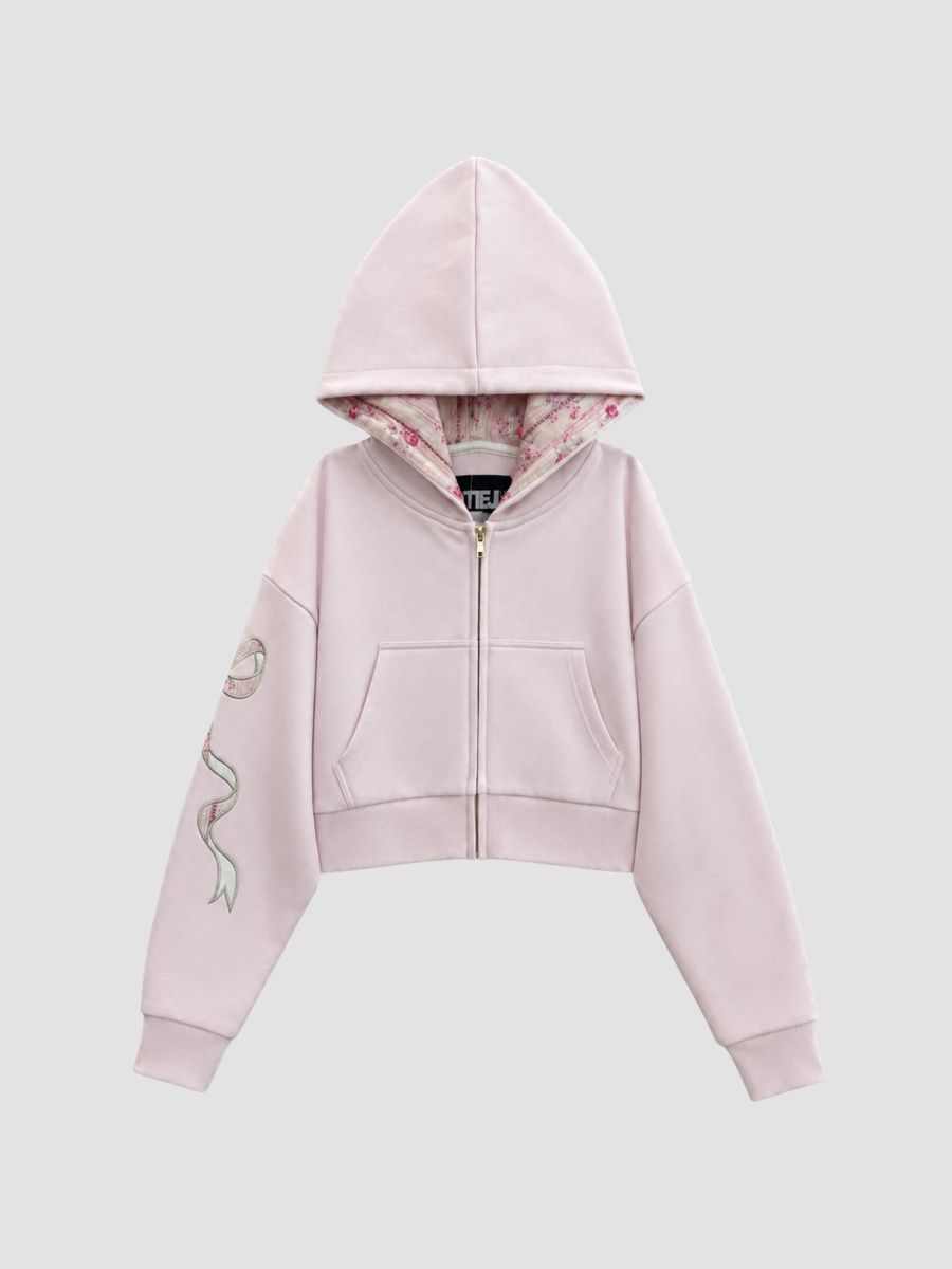 KatieJ NYC Girl's Girl's Dylan Coquette Bow Applique Hoodie - Pale Pink - Size 14