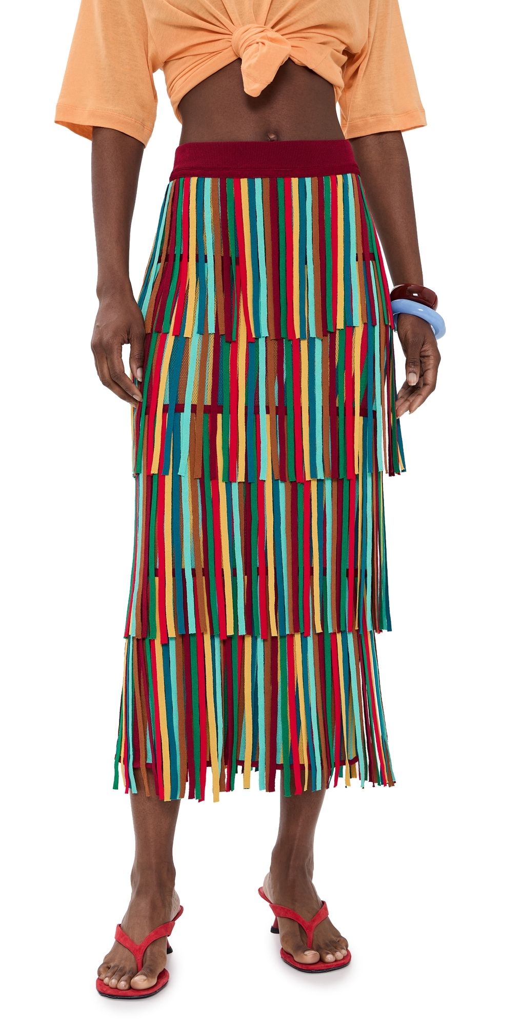 SIMONMILLER Za Za Knit Skirt Vibrant Multi Stripe L