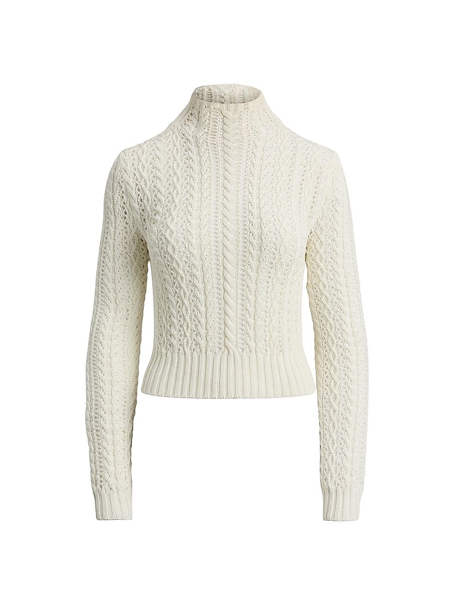 Women's Rib-Knit Cotton-Silk Sweater - Cream - Size XS