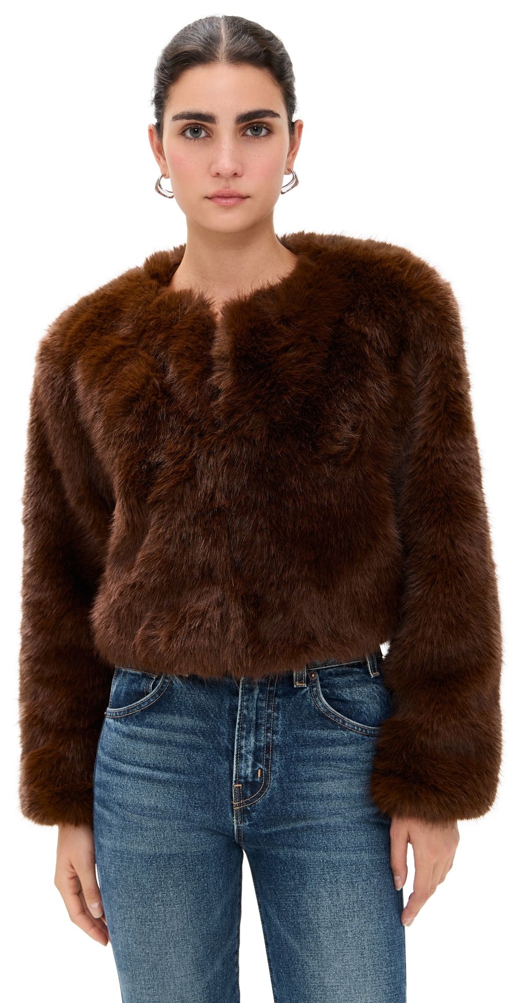 BLANKNYC Gala Affair Faux Fur Jacket Brown L