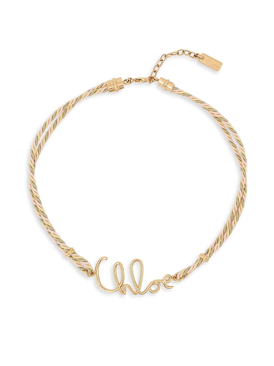 Women's Plage Goldtone Logo Woven Necklace - Multicolor Beige