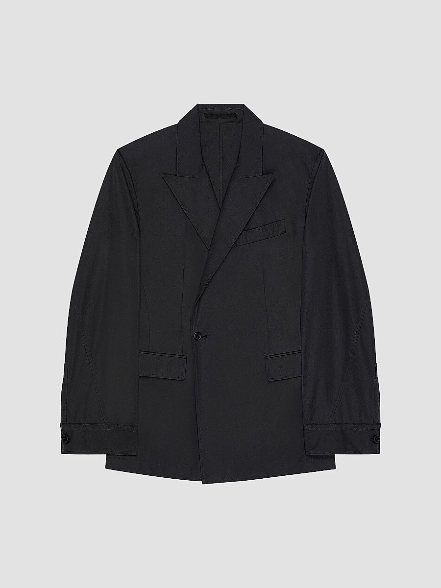 Givenchy Men's Couture Seam Double-Breasted Regular Jacket in Poplin - Black - Size 44