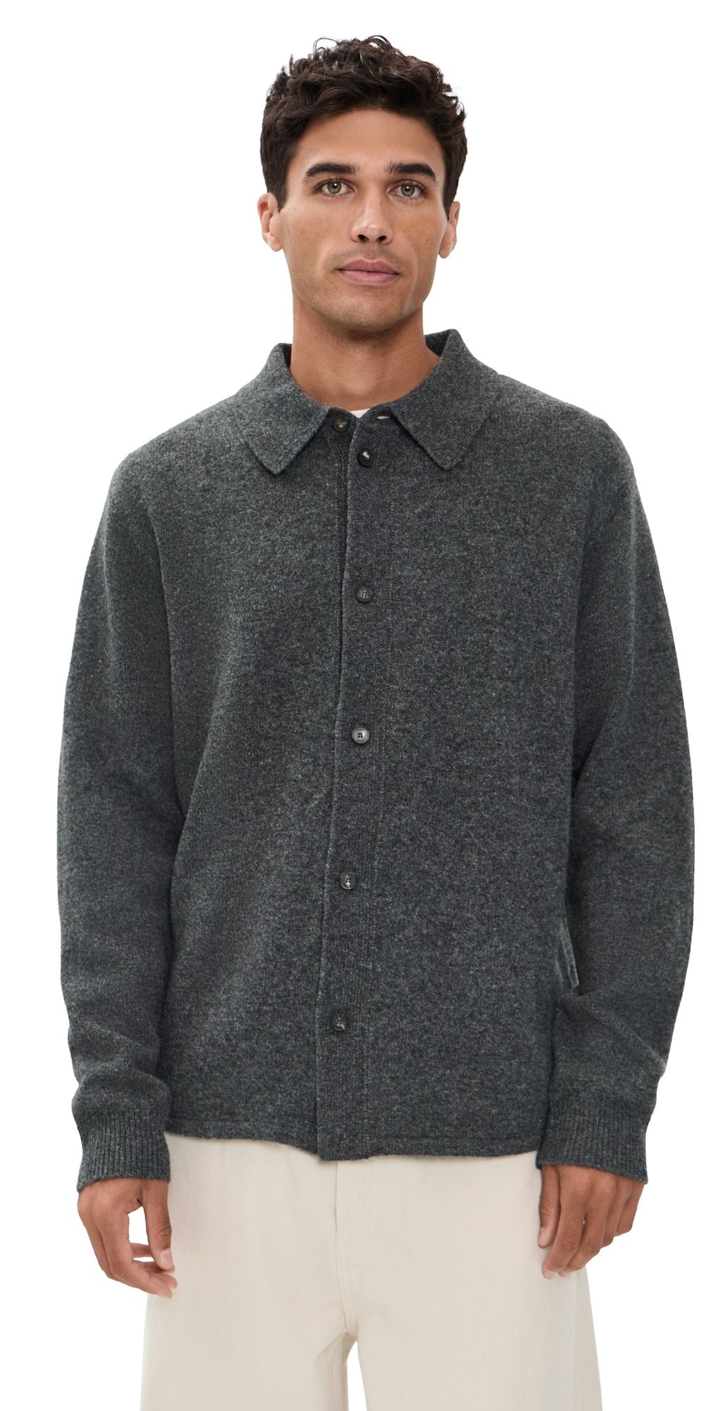 FRAME Boiled Wool Cardigan Dark Grey XXL