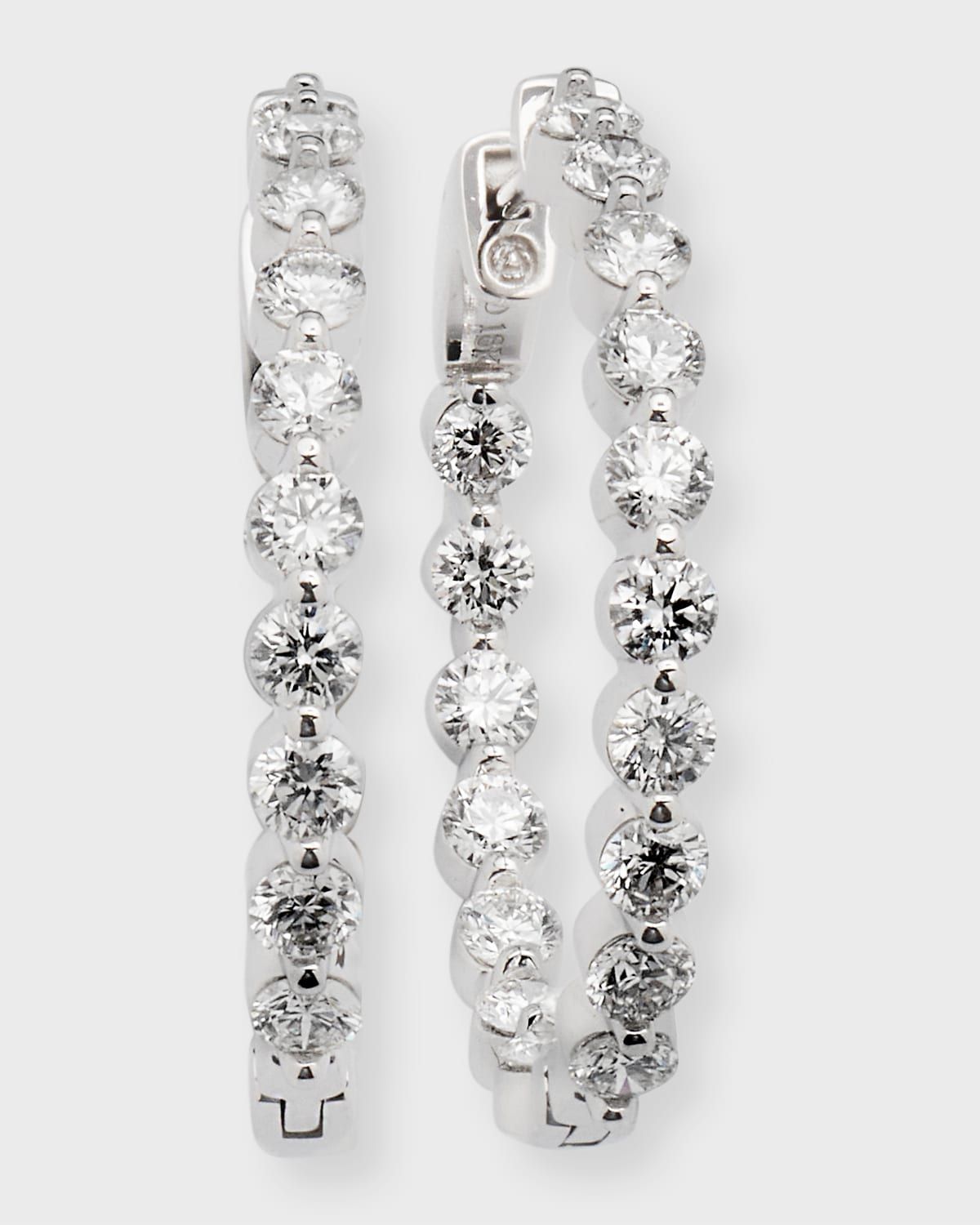 18k White Gold Diamond Hoop Earrings
