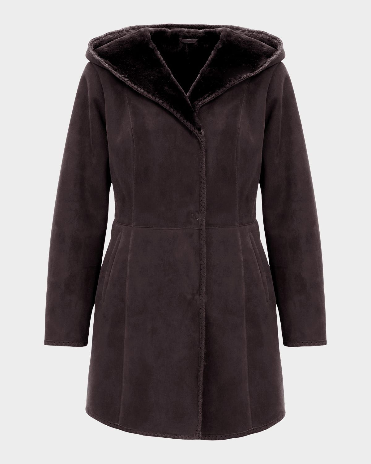 Merino Shearling Lamb Parka With Emboidered Trim