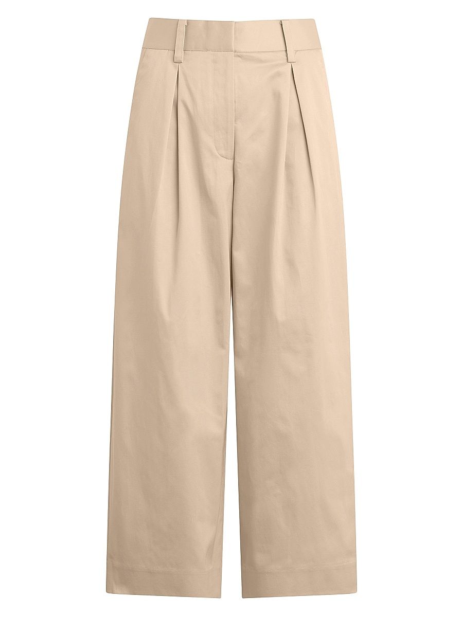 Women's The London High-Rise Wide-Leg Crop Trousers - Light Khaki - Size 14