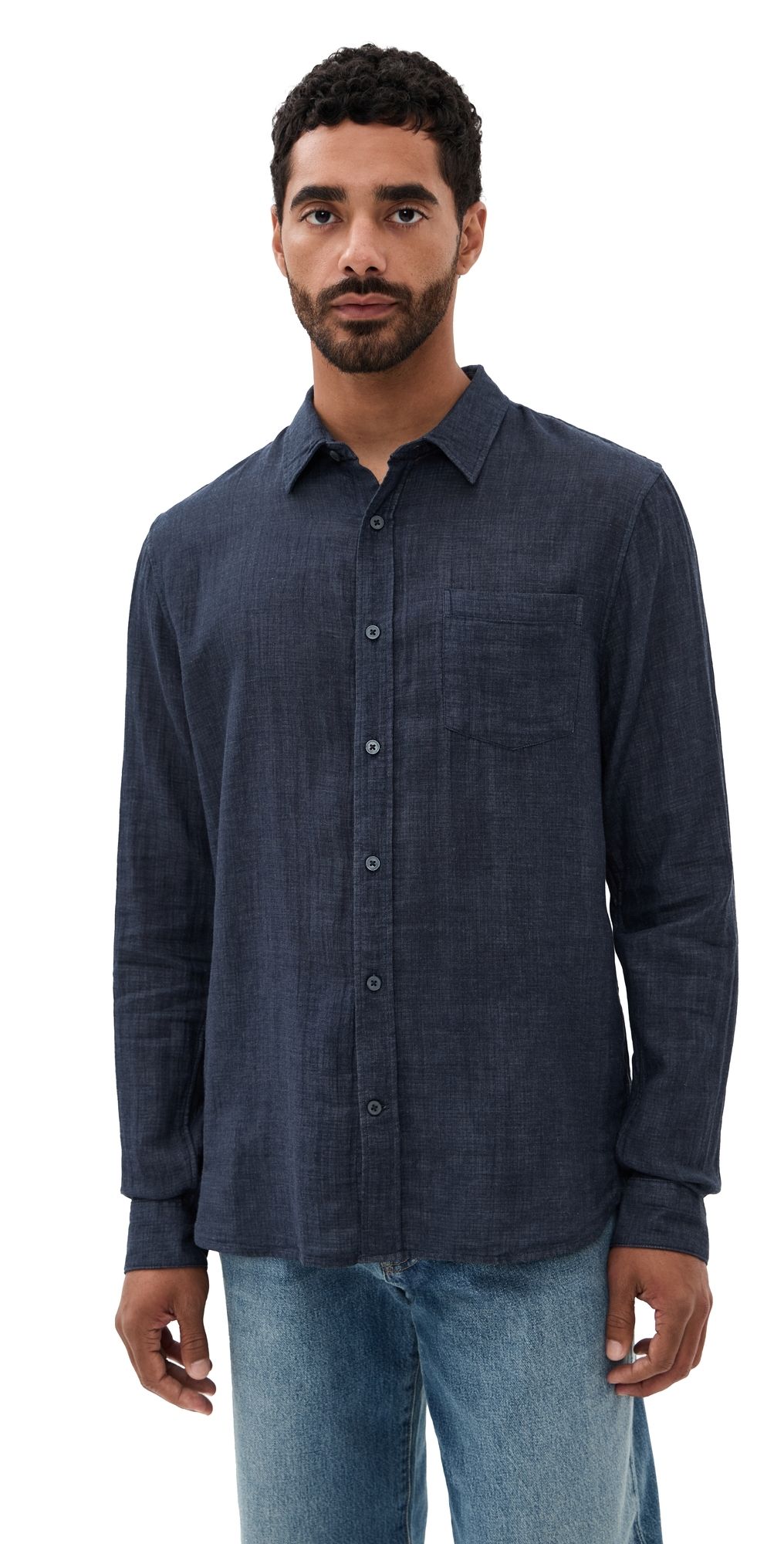 Vince Double Face Long Sleeve Shirt Heather Coastal S