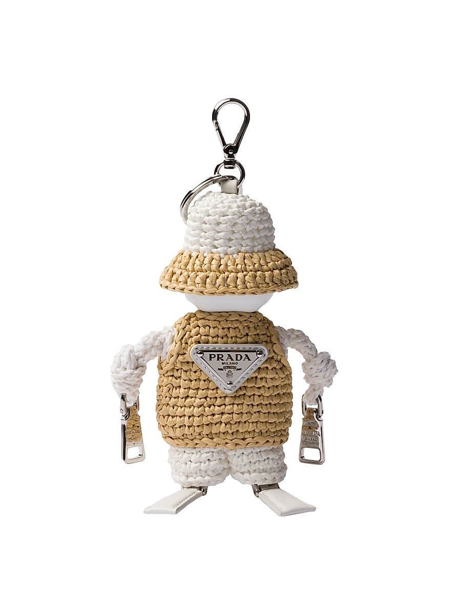 Women's Soft Robot Raffia-Effect Bag Pendant - Beige Khaki