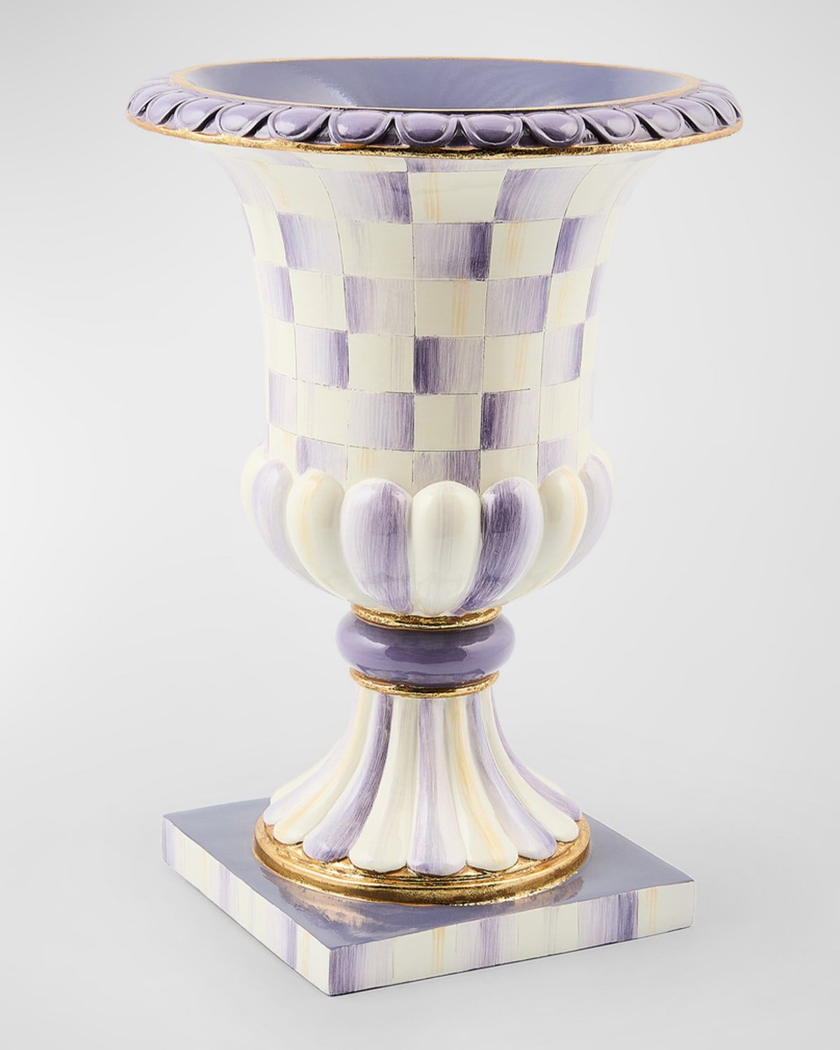 Violet Check Tabletop Pedestal Urn
