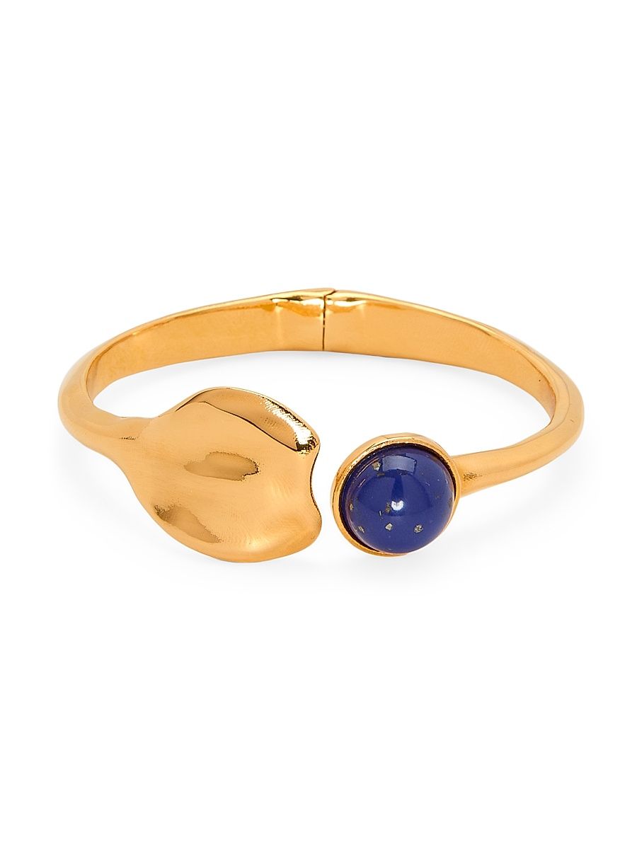Women's 24K-Gold-Plated & Lapis Paste Smooth Petal Cuff Bracelet - Lapis
