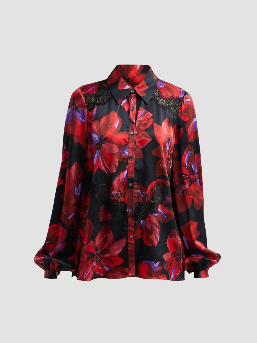 Ramy Brook Women's Franki Floral Oversized Blouse - Black Multi - Size XL