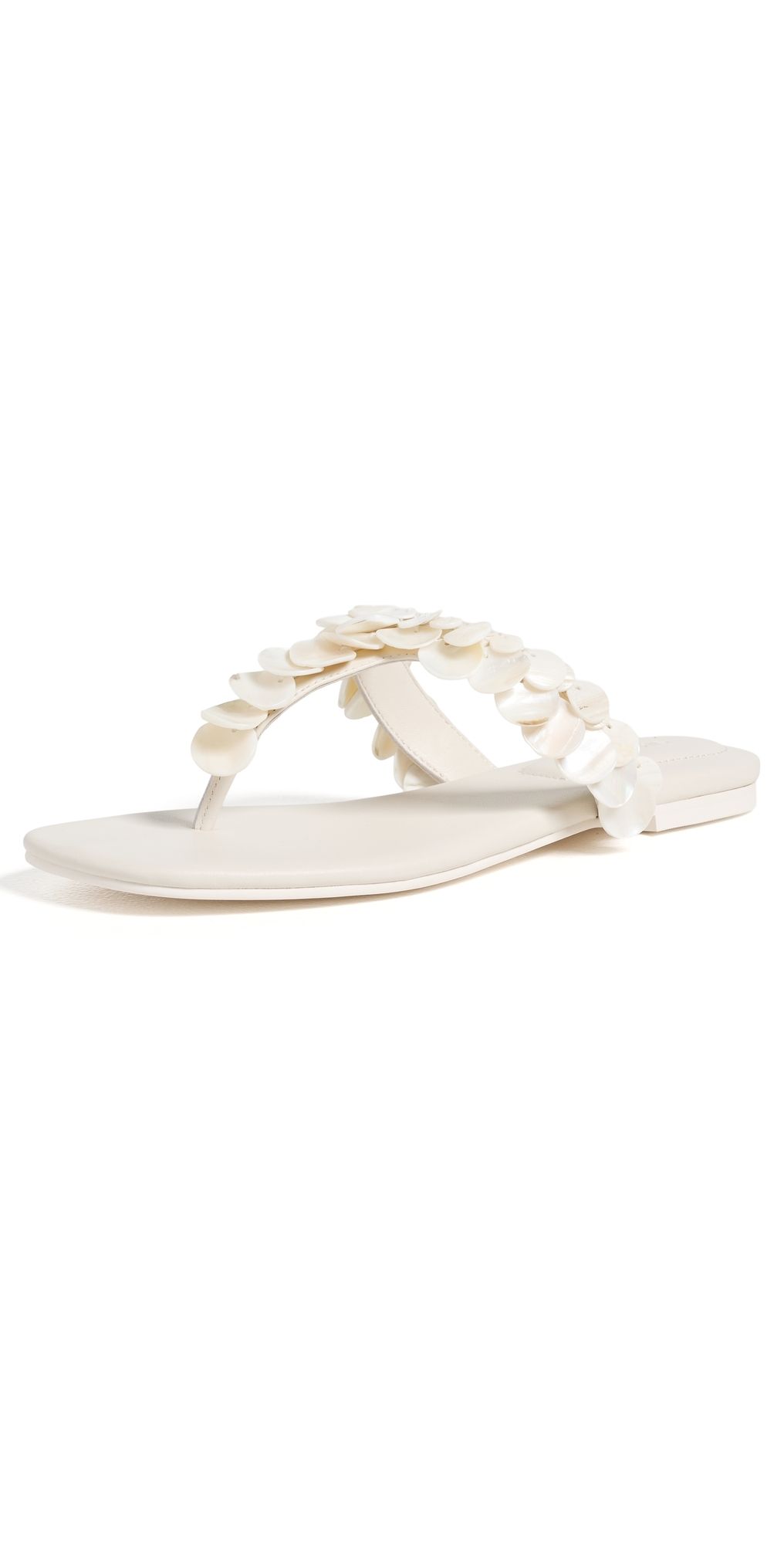 SIMKHAI Elin Natural Shell Thong Sandals Alabaster 39