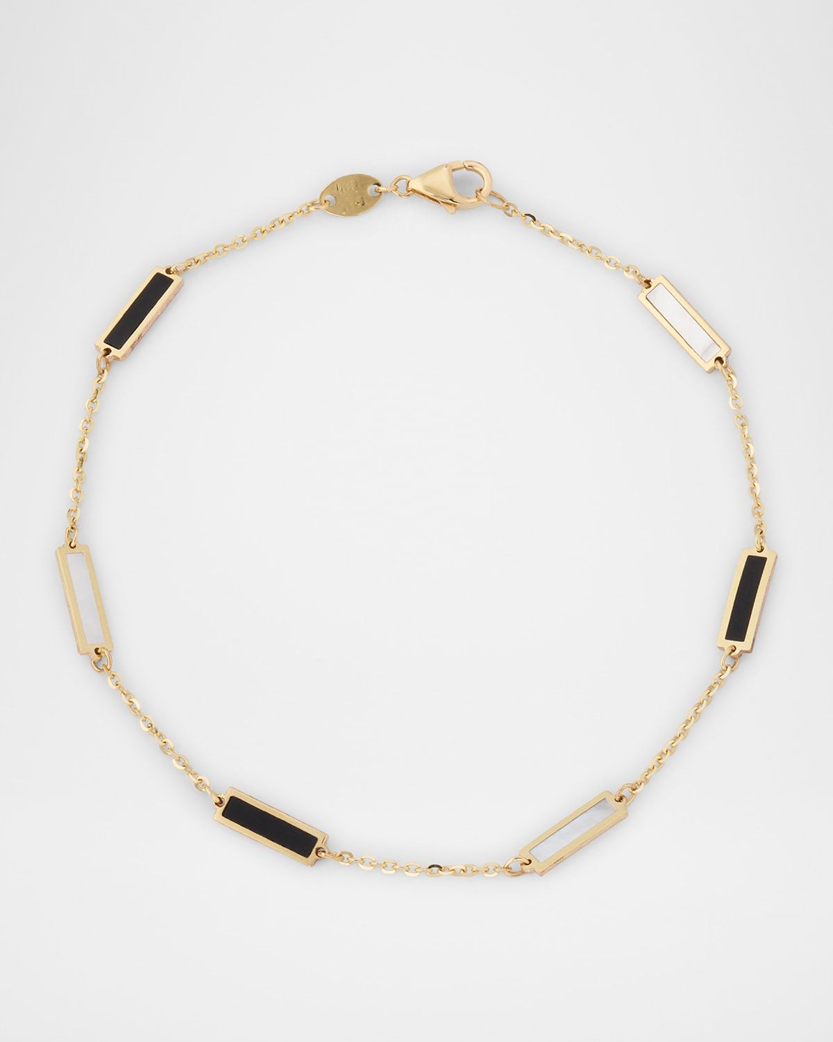 14K Yellow Gold Inlay Station Bracelet