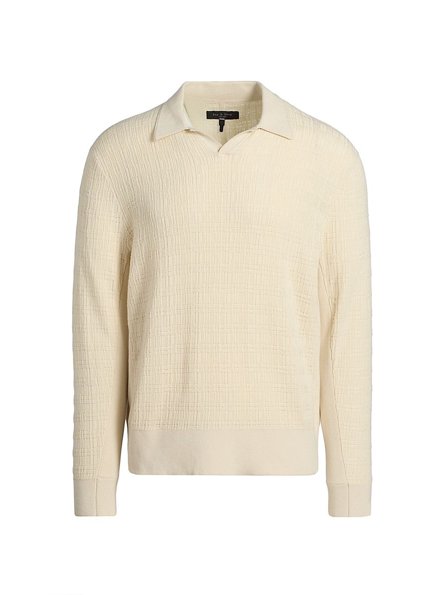 Men's Harvey Plaid Johnny Collar Sweater - Ivory - Size XXL