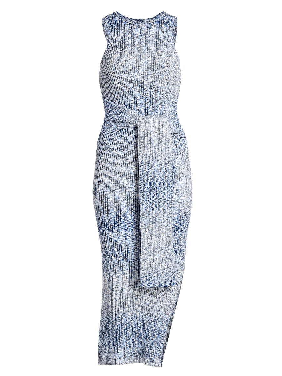 Women's Penny Tie-Front Midi-Dress - Azure Multi - Size XL