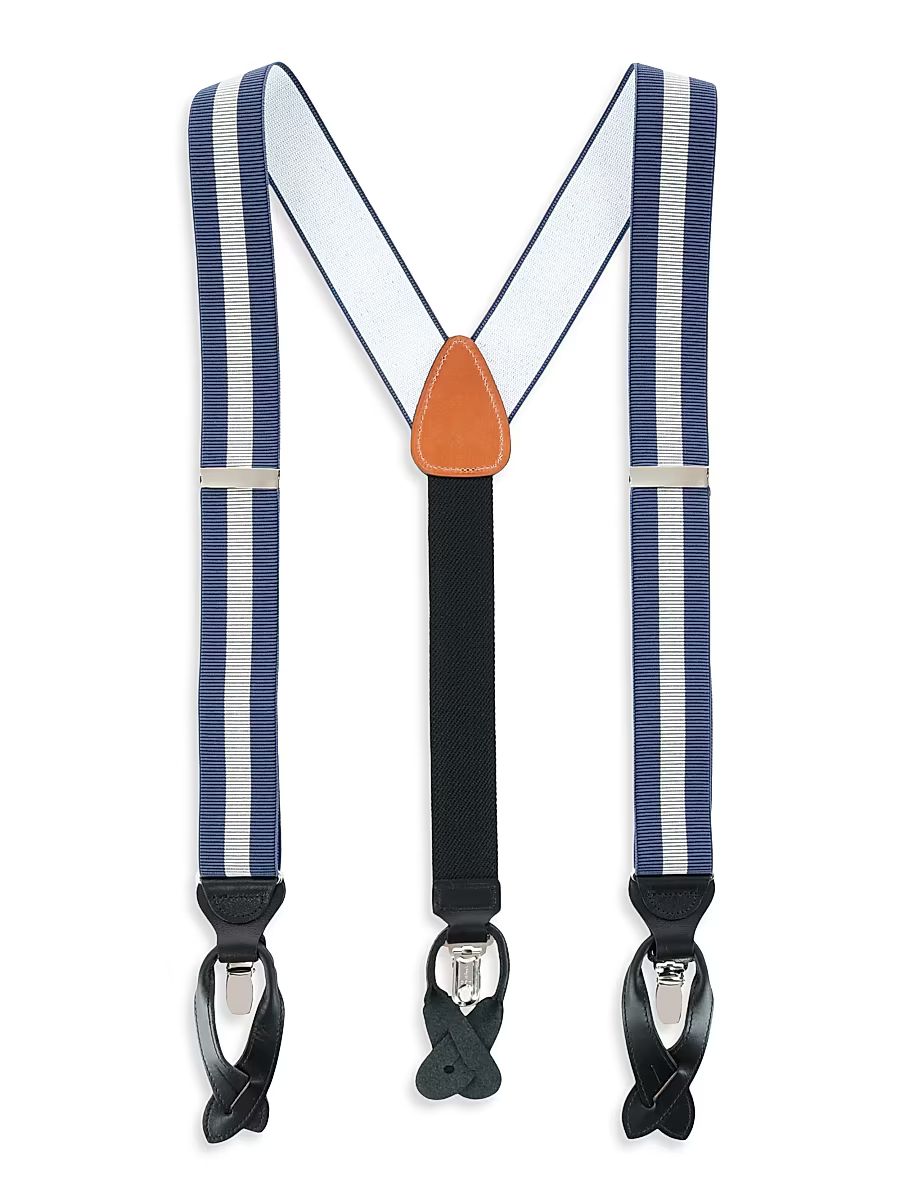 Men's Oliver Convertible Striped Suspenders - Blue Grey