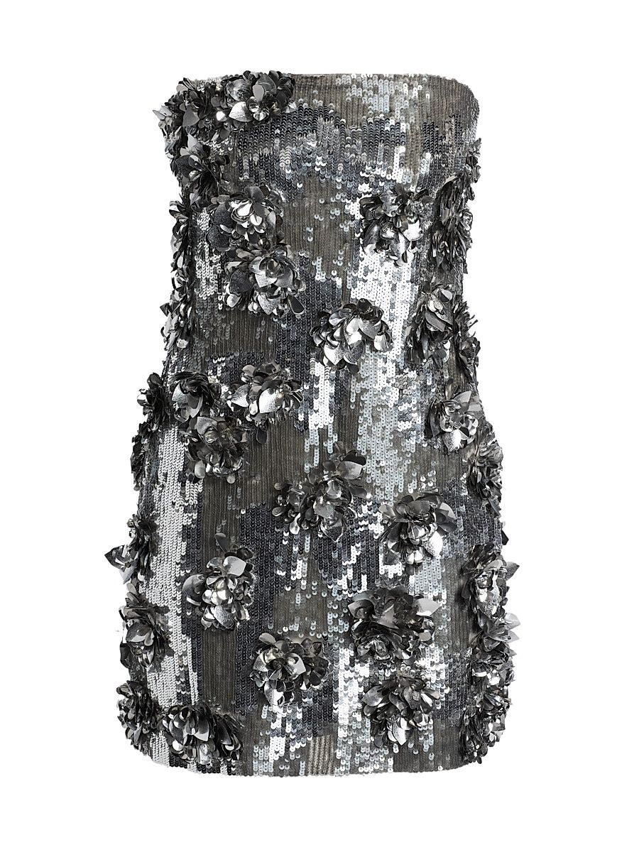 Women's Leela Embroidered Sequined Minidress - Gunmetal - Size 12