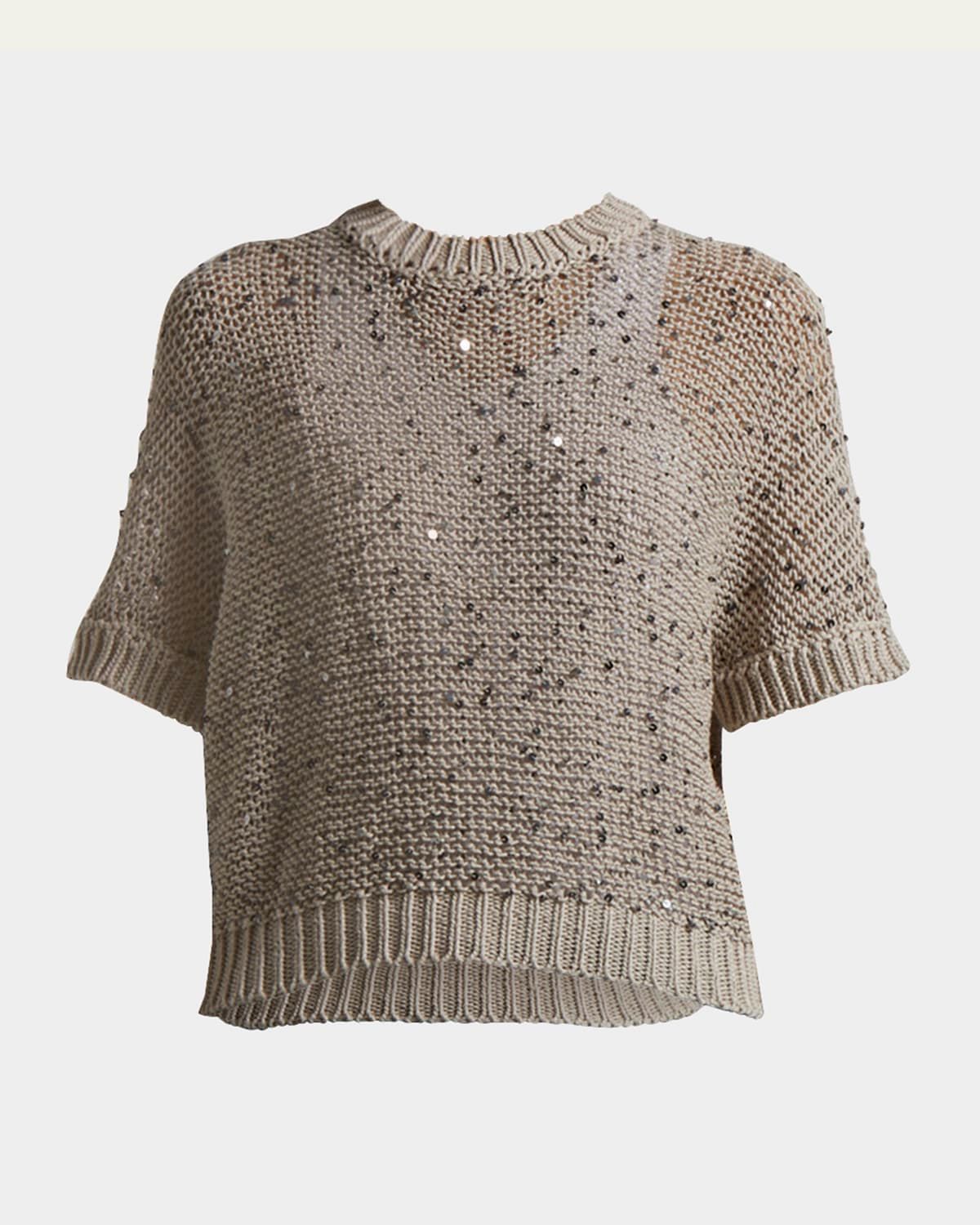 Open-Knit Sequin Sweater