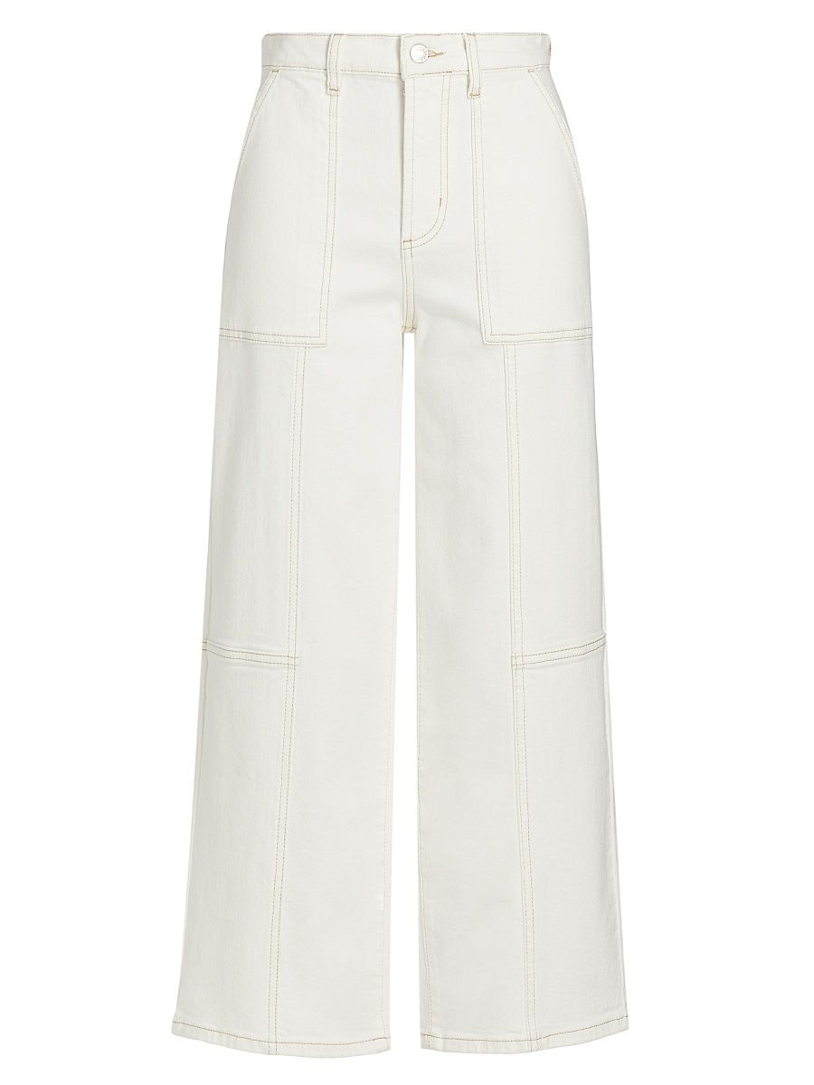 Women's Getty Wide-Leg Ankle-Crop Jeans - Vintage Ecru Contrast Stitch - Size 30