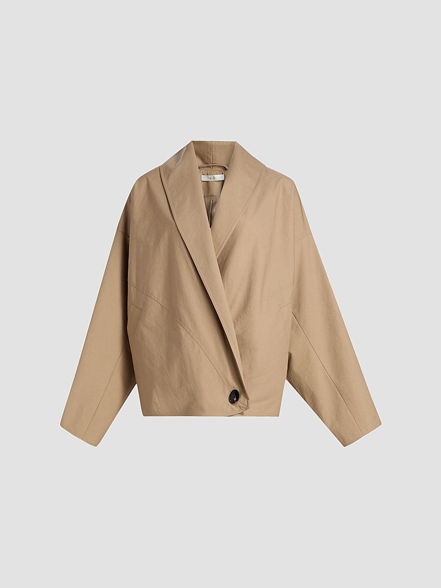 Women's Wrap Cotton-Blend Jacket - Camel - Size Medium