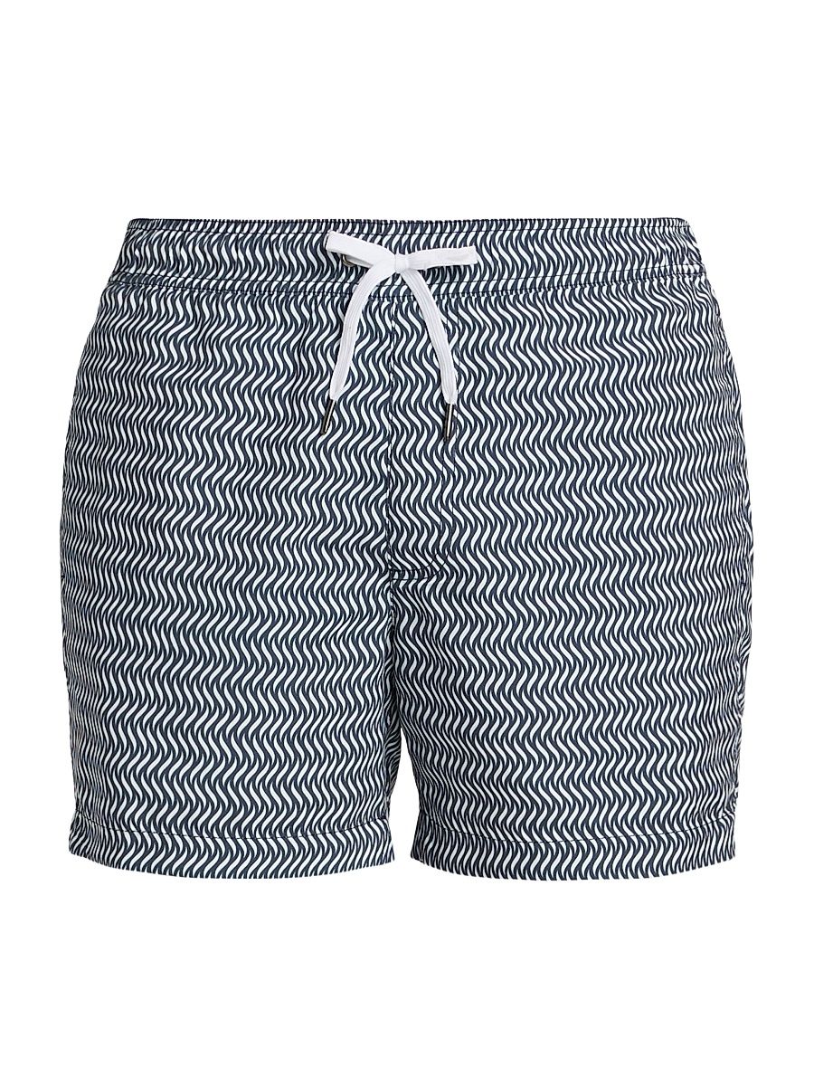 Men's COLLECTION Air Geo Printed Drawstring Swim Shorts - Navy - Size XL