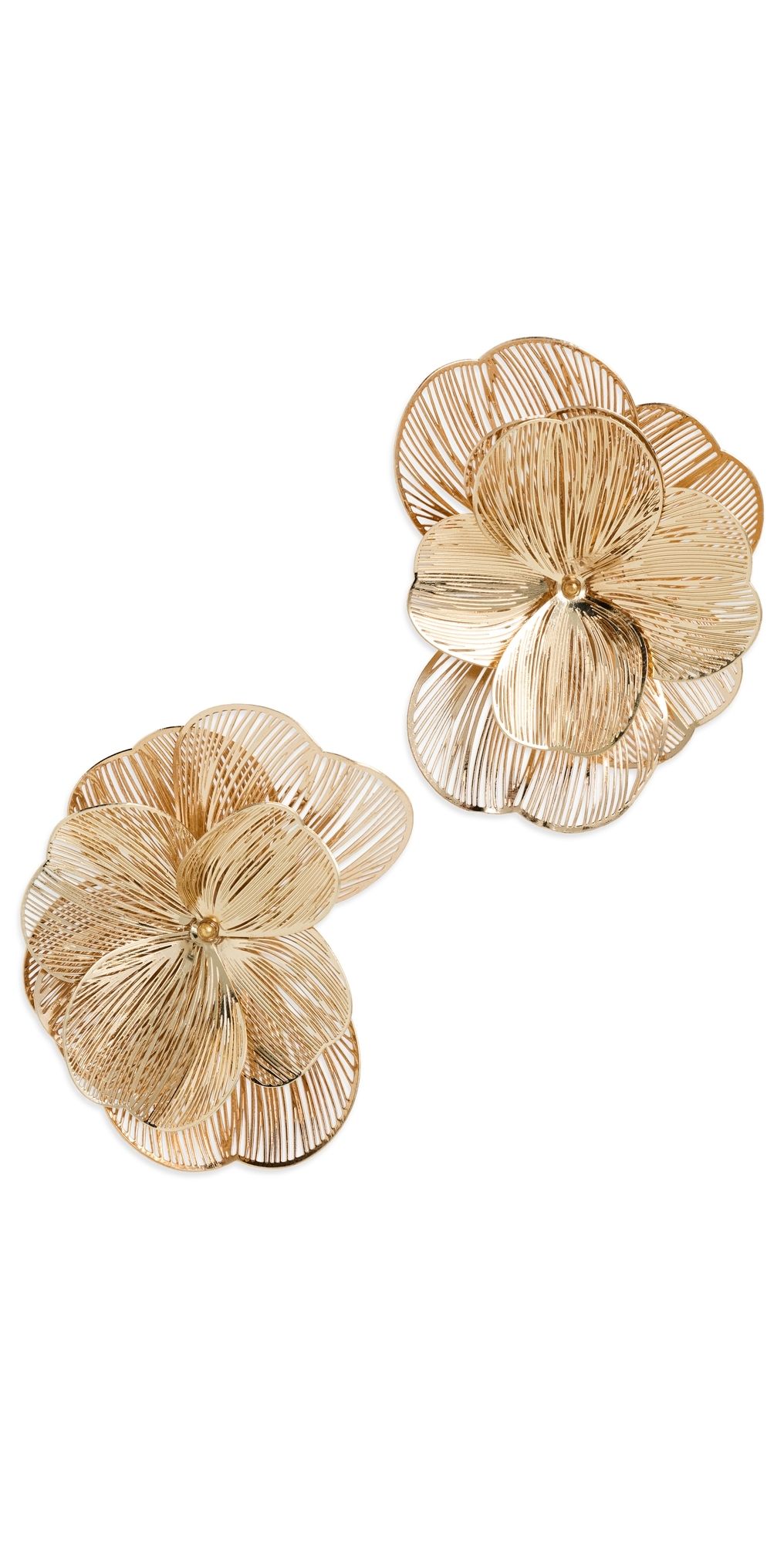 SHASHI Latticed Featherlace Flower Studs Gold One Size