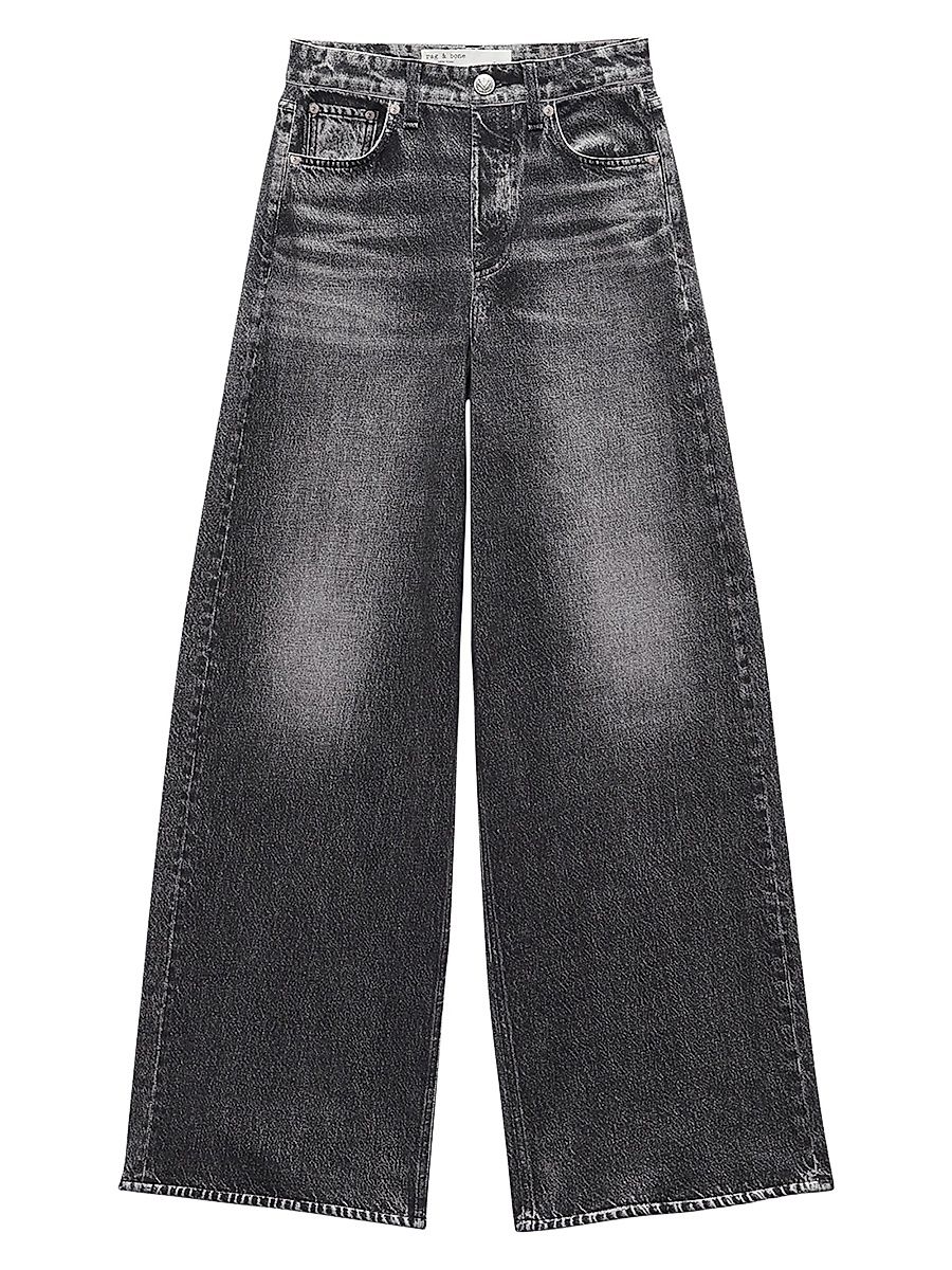 Women's rb Miramar Printed High-Rise Wide-Leg Jeans - Washed Black - Size 31