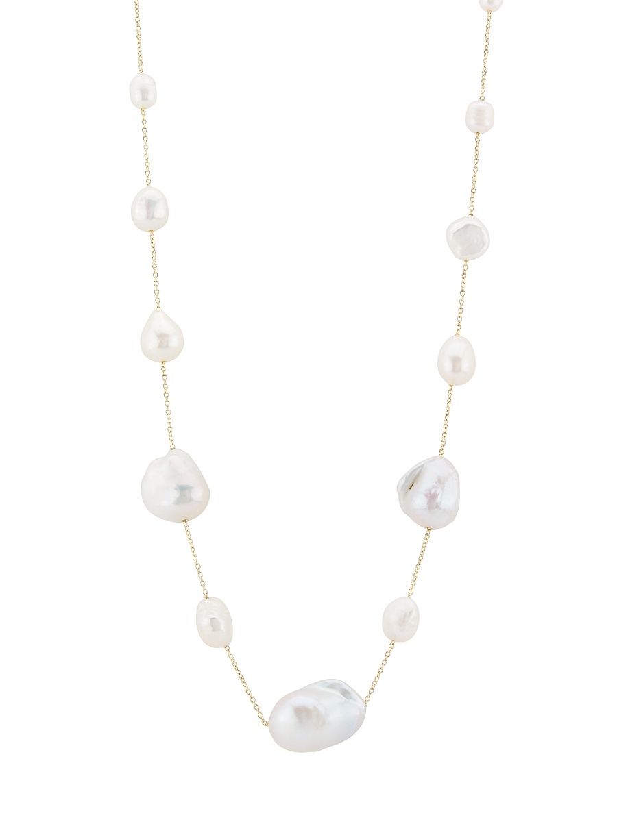 Women's 14K-Gold-Plated & Freshwater Pearl Station Necklace - Pearl
