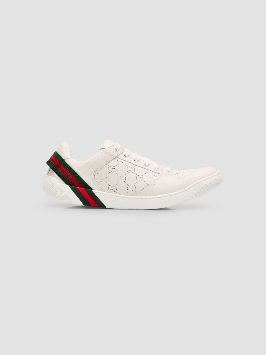 Gucci Men's Primavera Screener 3.0 Leather Low-Top Sneakers - White - Size 8