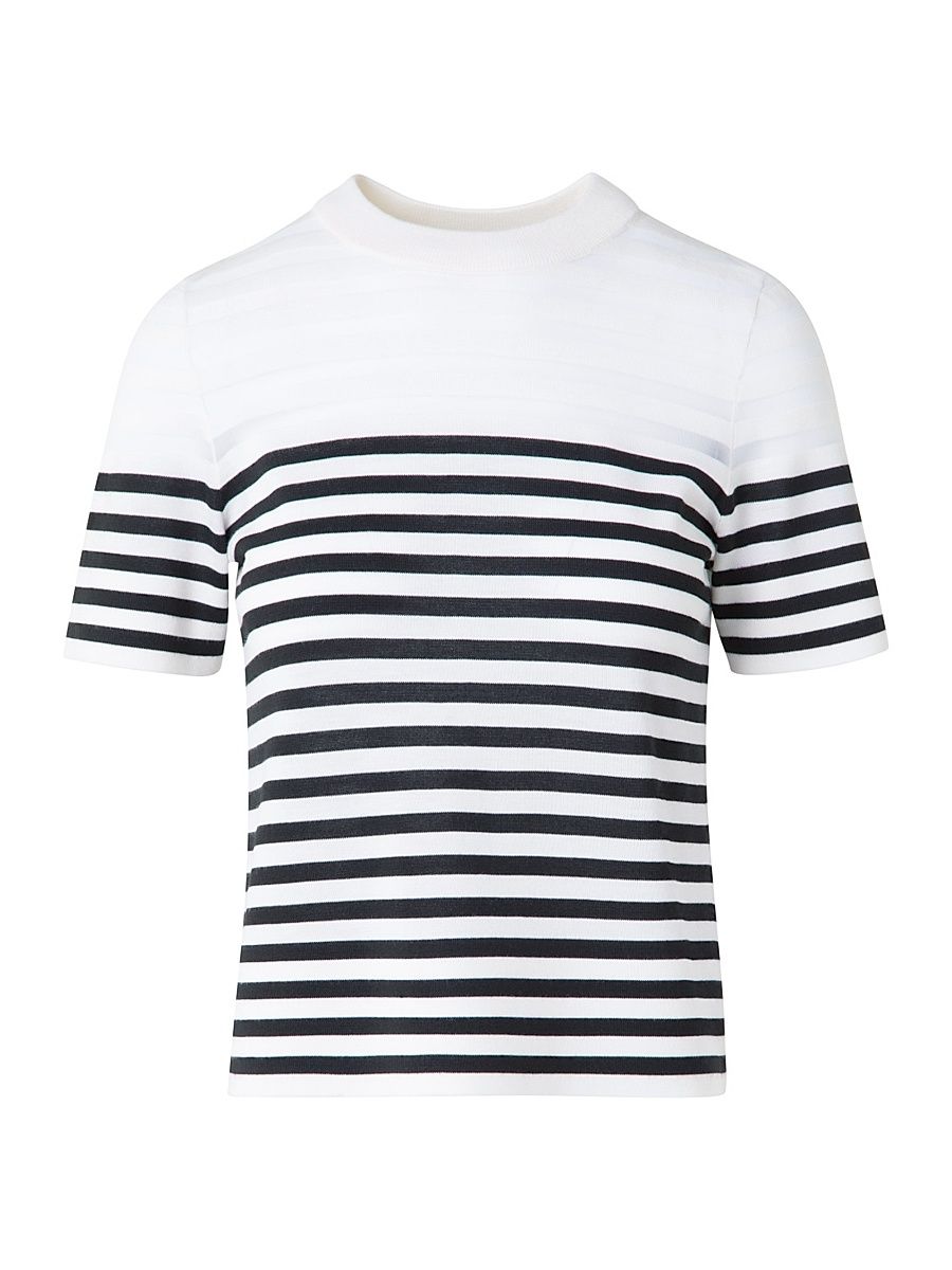 Women's Kodak Stripe Wool Top - Cream Black - Size 16