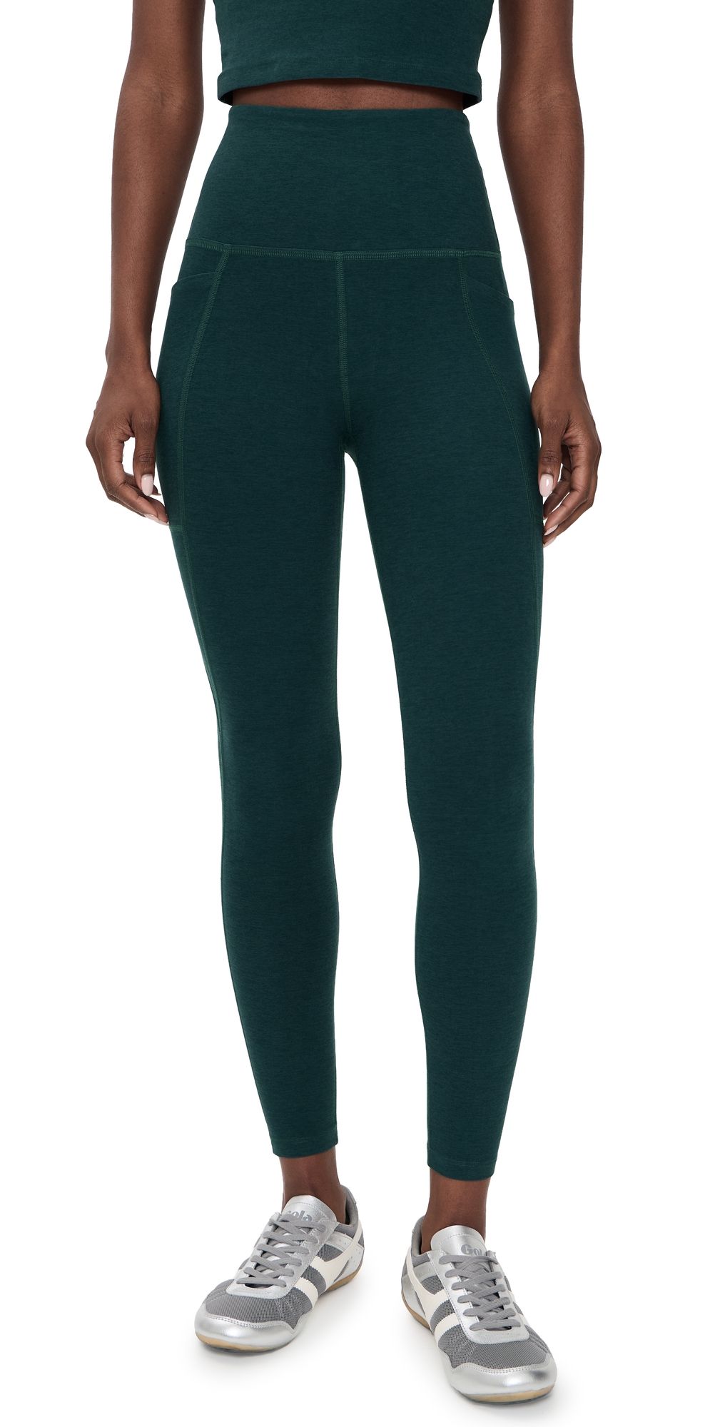 Beyond Yoga Spacedye Out of Pocket High Waisted Midi Leggings Dark Ivy Heather M