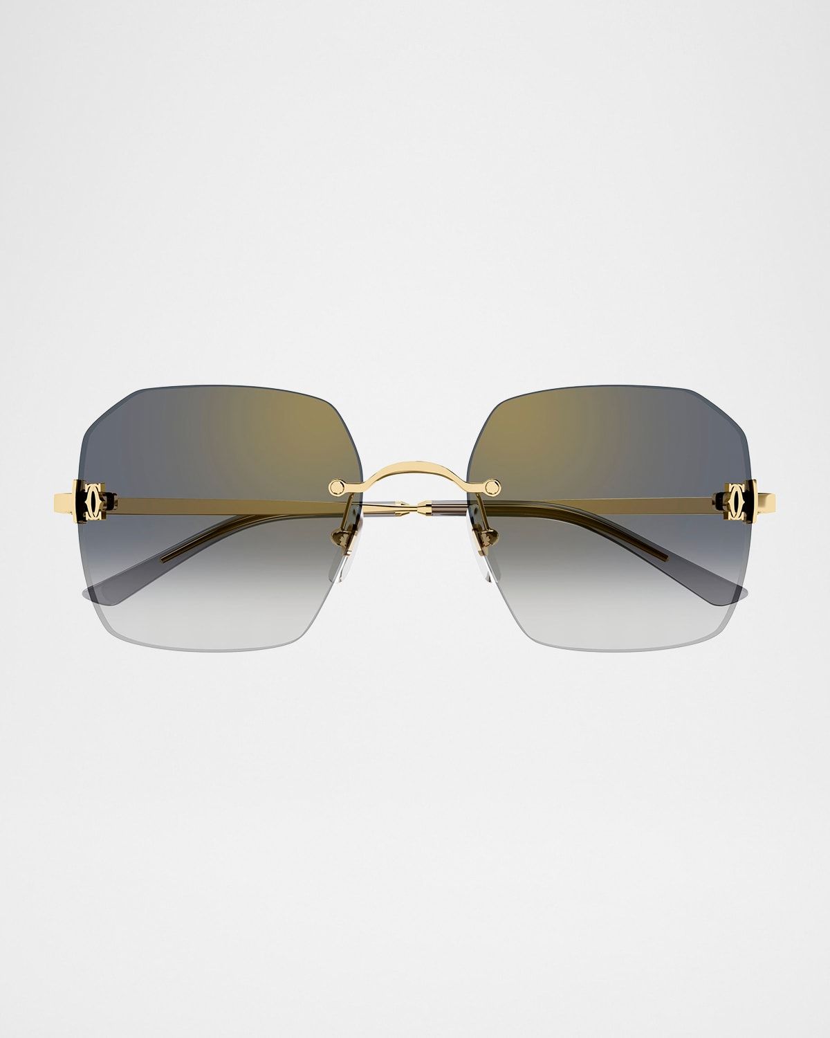 Classic Décor C Square Rimless Metal Sunglasses