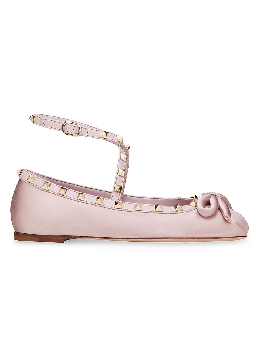 Women's Rockstud Satin Ballerinas - Water Lilac - Size 11.5