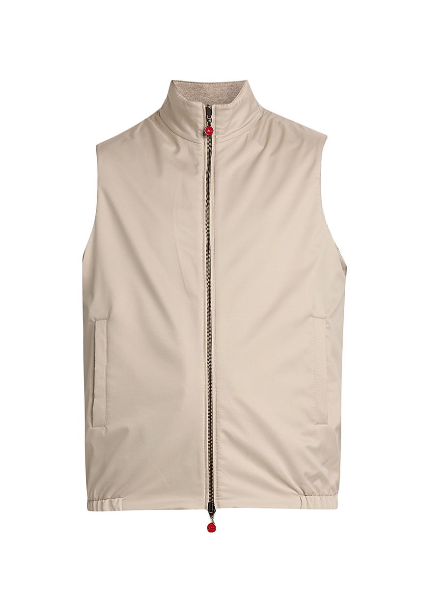 Men's Reversible Full-Zip Vest - Beige - Size 38