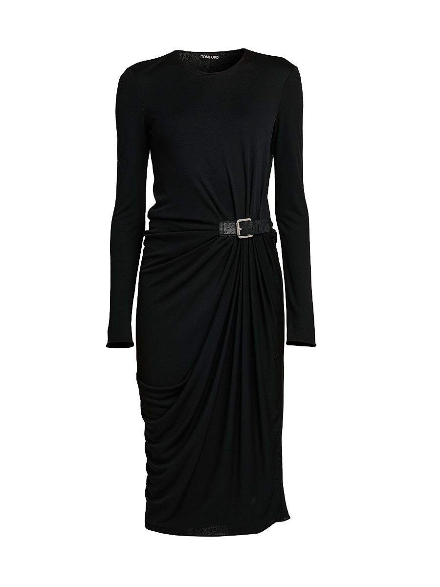 Women's Ruched Crepe Jersey Cocktail Dress - Naa Black - Size 8