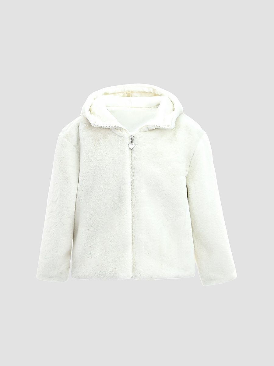 Little Girl's & Girl's Plush Hooded Jacket - Ivory - Size 3