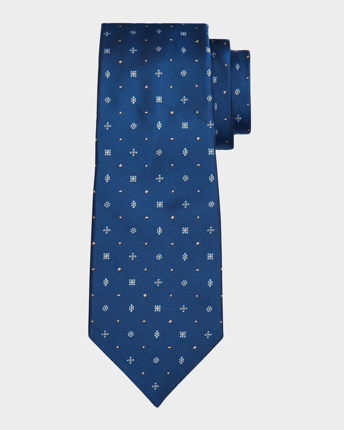 Men & apos;s Silk Micro-Floral Seven-Fold Tie