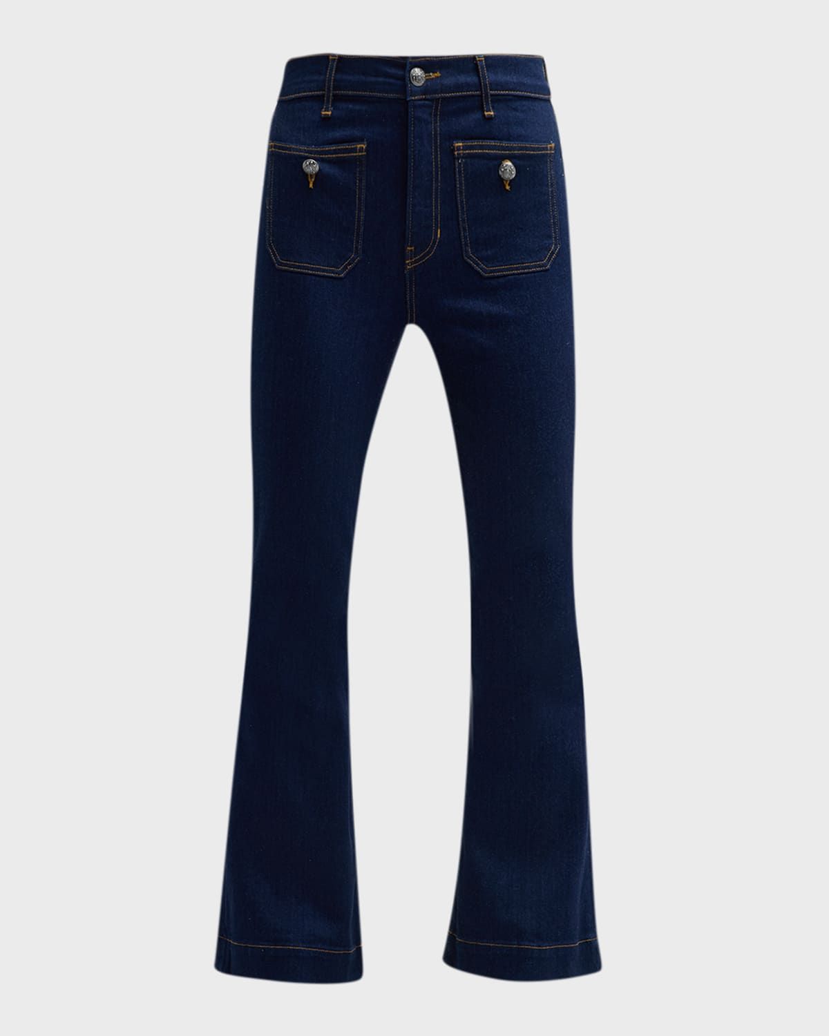 Carson High Rise Ankle Flare Jeans with Patch Pockets