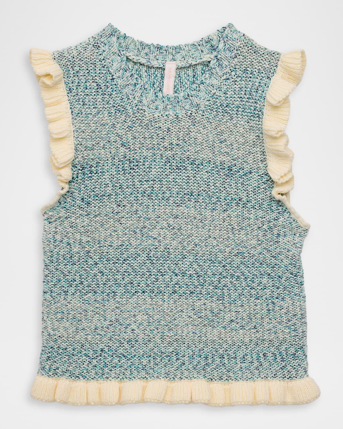 Girl & apos;s Daylight Frill-Trim Sleeveless Knit Top